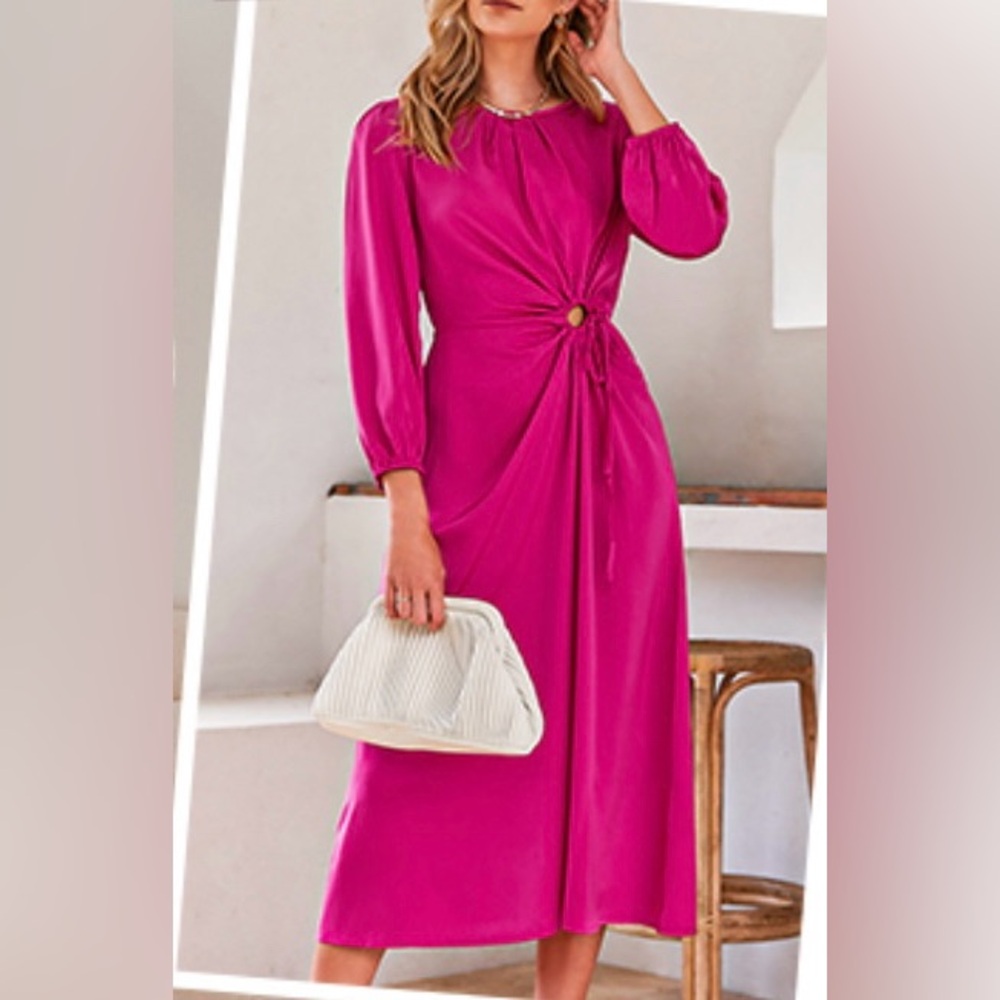 HOUSE OF HARLOW $260 LS MAGENTA MAXI DRESS